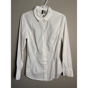 Divided White Open Back Tie Button Up Shirt L Office Minimalist Dark Academia